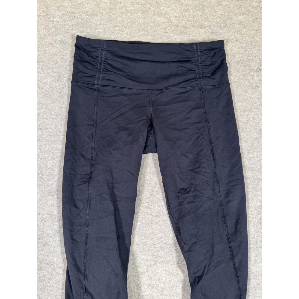 Lululemon Leggings Womens 6 Black Capri Ruched Zip Pocket Yoga Athletic Gym - Picture 2 of 15